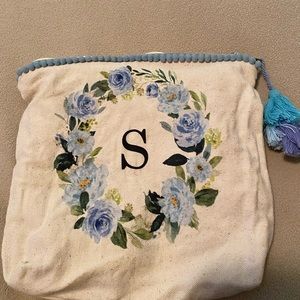 Monogrammed zip up cosmetic bag